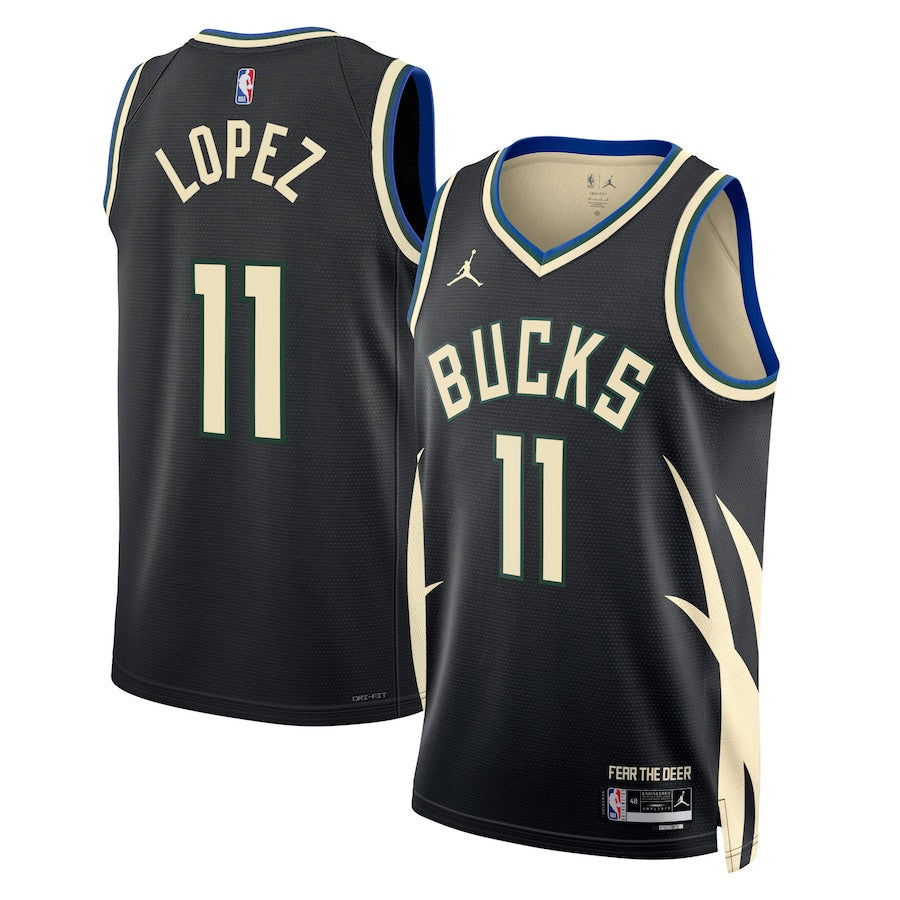 Brook Lopez Milwaukee Bucks Nike Swingman Statement Jersey - Black