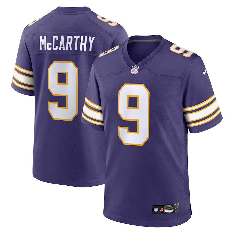 J.J. McCarthy Minnesota Vikings Nike Classic Game Player Jersey - Purple