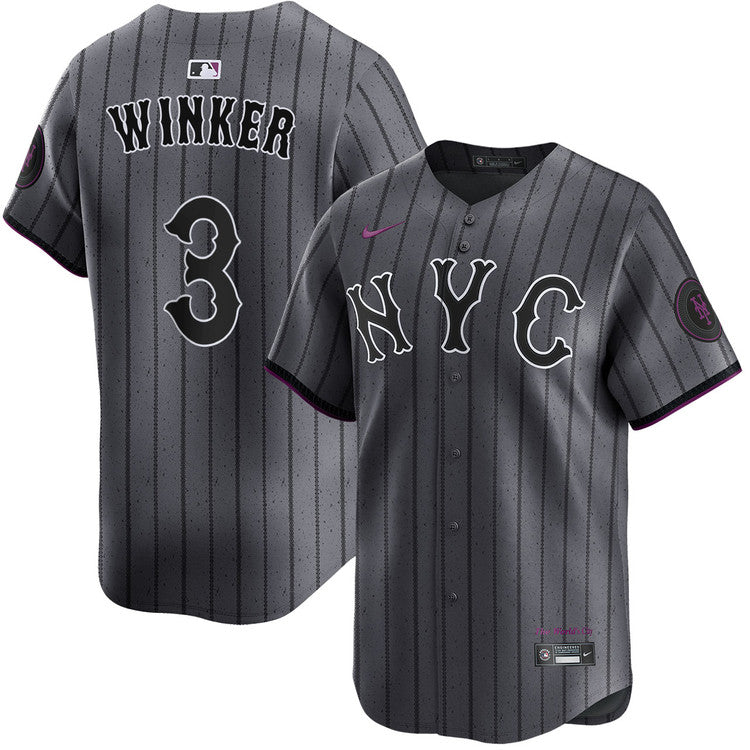Jesse Winker New York Mets 2024 Nike City Connect Limited Player Jersey - Graphite