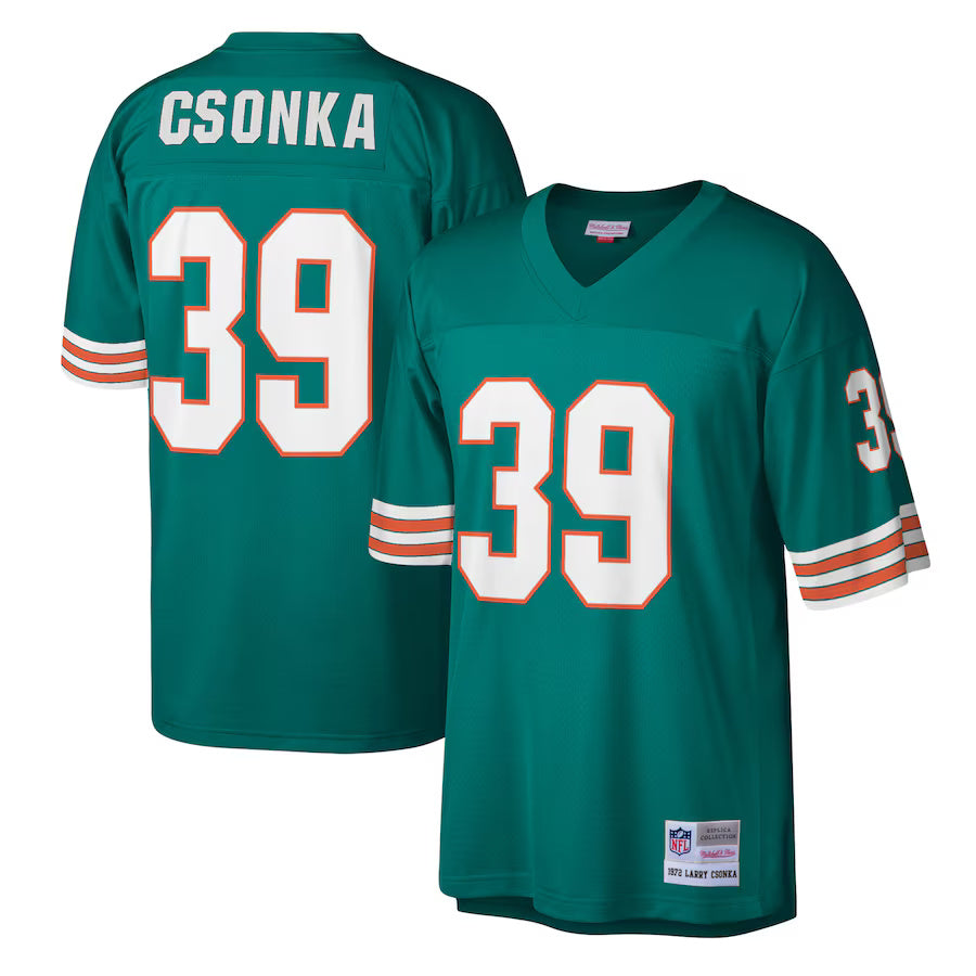 Larry Csonka Miami Dolphins Throwback Player Jersey - Aqua