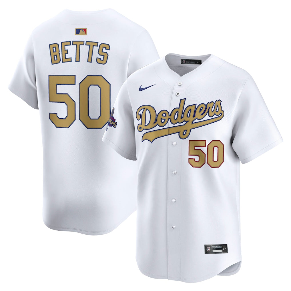 Mookie Betts Los Angeles Dodgers Nike 2025 Gold Limited Player Jersey - White