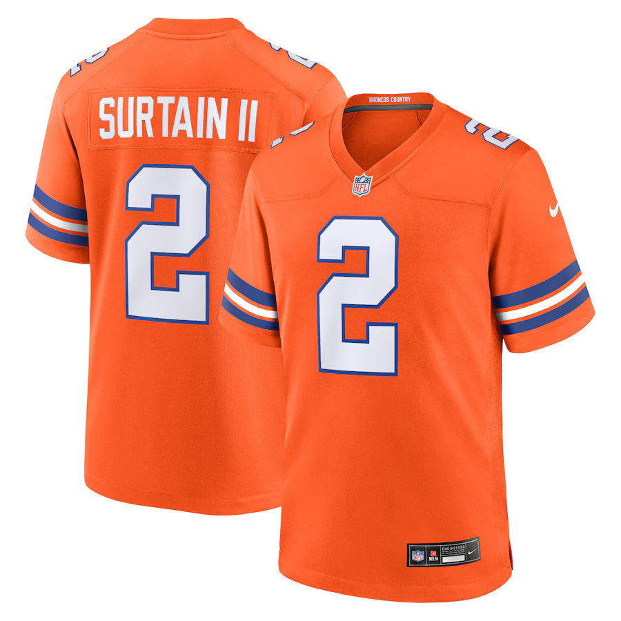 Patrick Surtain II Denver Broncos Nike 1977 Throwback Game Player Jersey - Orange