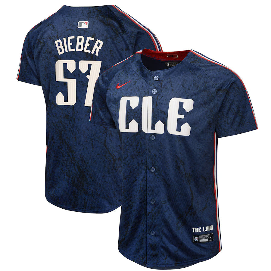 Shane Bieber Cleveland Guardians 2024 Nike City Connect Limited Player Jersey - Navy