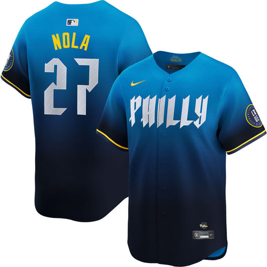 Aaron Nola Philadelphia Phillies 2024 Nike City Connect Limited Player Jersey - Blue
