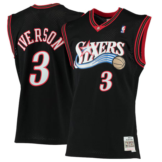 Allen Iverson Philadelphia 76ers Throwback Player Jersey - Black
