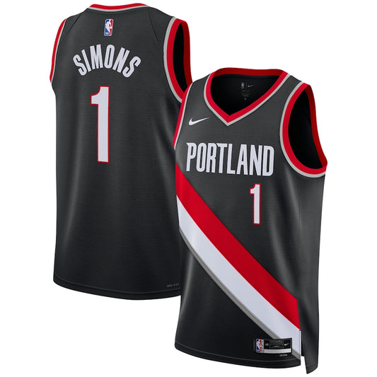 Anfernee Simons Portland Trail Blazers Nike Swingman Icon Jersey - Black