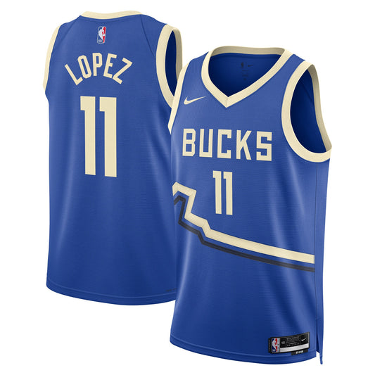Brook Lopez Milwaukee Bucks 2024/2025 Nike Swingman City Jersey - Royal