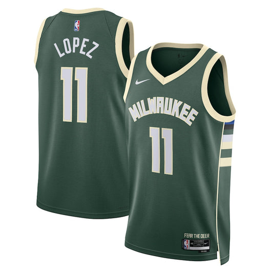 Brook Lopez Milwaukee Bucks Nike Swingman Icon Jersey - Hunter Green