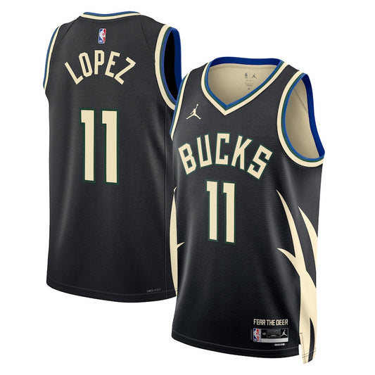 Brook Lopez Milwaukee Bucks Nike Swingman Statement Jersey - Black