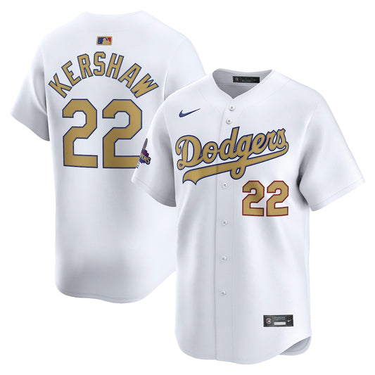 Clayton Kershaw Los Angeles Dodgers Nike 2025 Gold Limited Player Jersey - White
