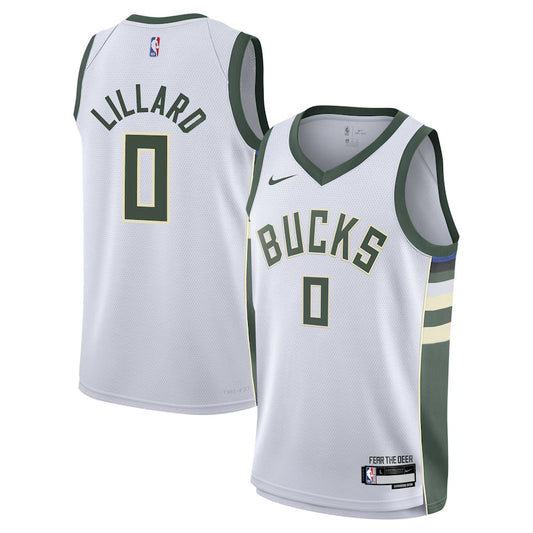 Damian Lillard Milwaukee Bucks Nike Swingman Association Jersey - White