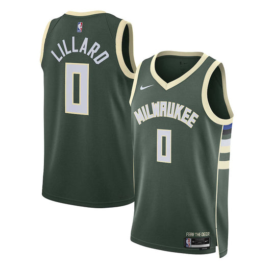Damian Lillard Milwaukee Bucks Nike Swingman Icon Jersey - Hunter Green