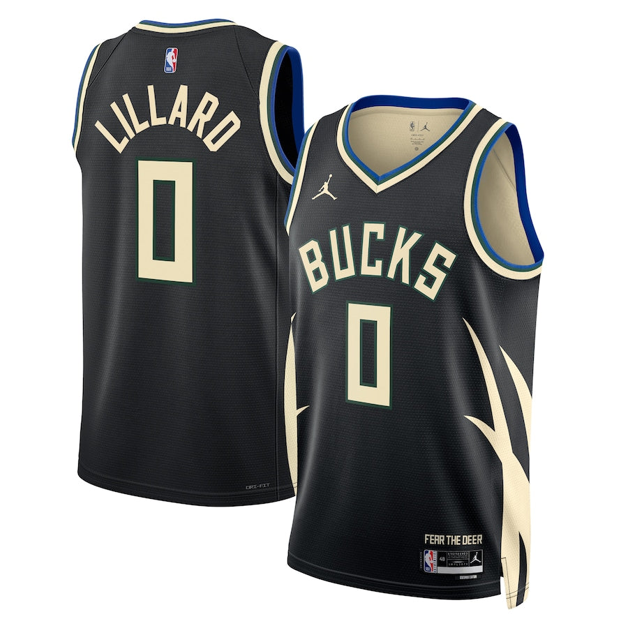Damian Lillard Milwaukee Bucks Nike Swingman Statement Jersey - Black