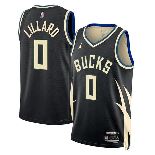 Damian Lillard Milwaukee Bucks Nike Swingman Statement Jersey - Black