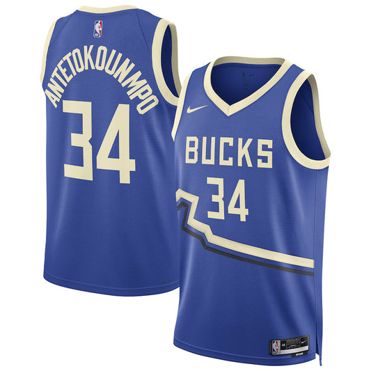 Giannis Antetokounmpo Milwaukee Bucks 2024/2025 Nike Swingman City Jersey - Royal