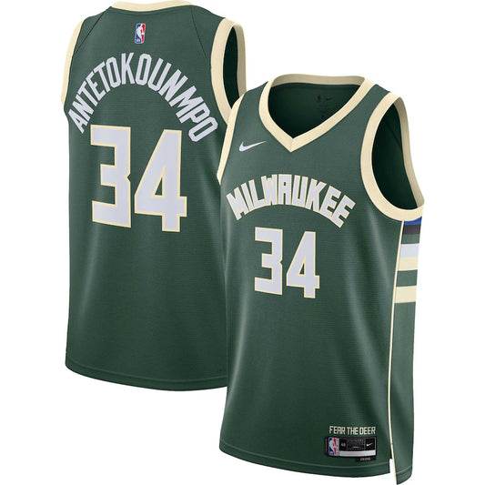 Giannis Antetokounmpo Milwaukee Bucks Nike Swingman Icon Jersey - Hunter Green