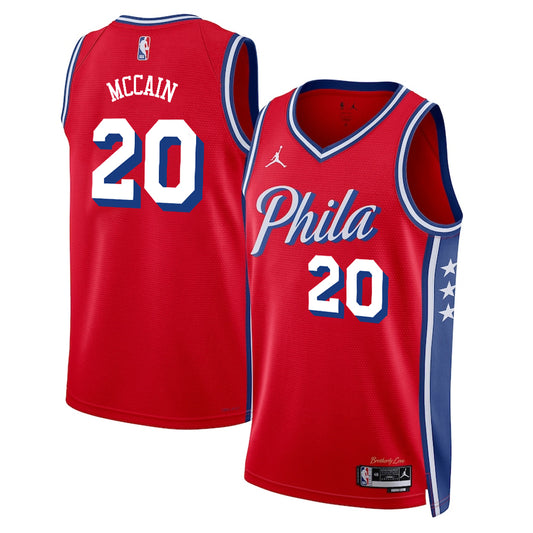 Jared McCain Philadelphia 76ers Nike Swingman Statement Jersey - Red