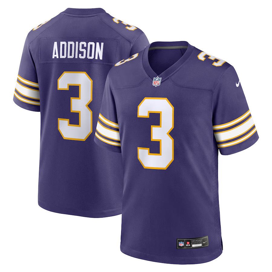 Jordan Addison Minnesota Vikings Nike Classic Game Player Jersey - Purple