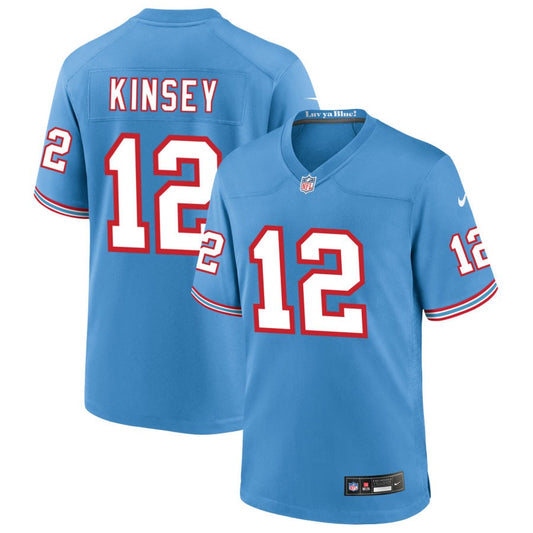 Mason Kinsey Tennessee Titans Nike Oilers Throwback Game Player Jersey - Light Blue