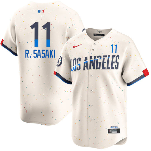 Roki Sasaki Los Angeles Dodgers 2024 Nike City Connect Limited Player Jersey - Cream