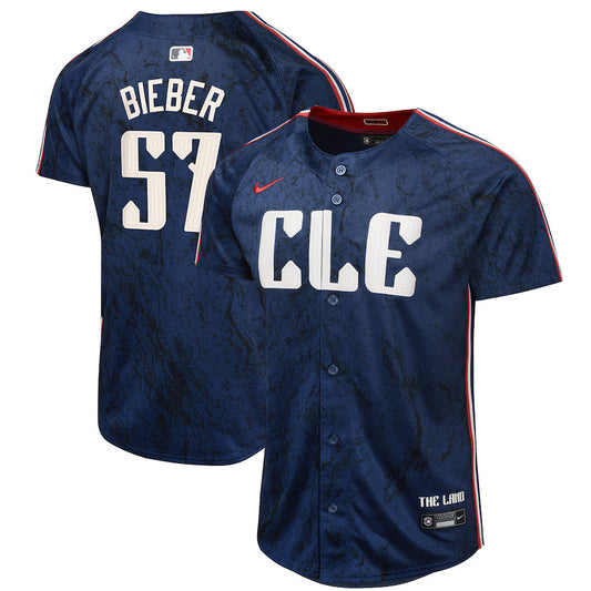 Shane Bieber Cleveland Guardians 2024 Nike City Connect Limited Player Jersey - Navy