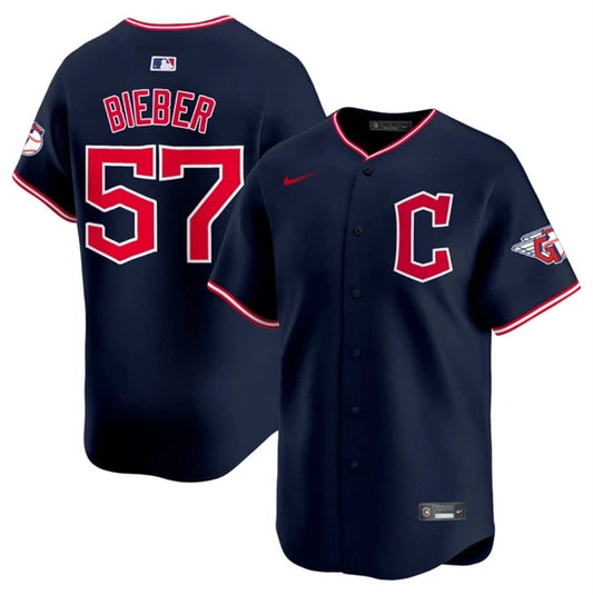 Shane Bieber Cleveland Guardians Nike Alternate Limited Player Jersey - Navy