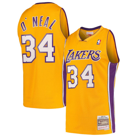 Shaquille O'Neal Los Angeles Lakers Throwback Player Jersey - Gold
