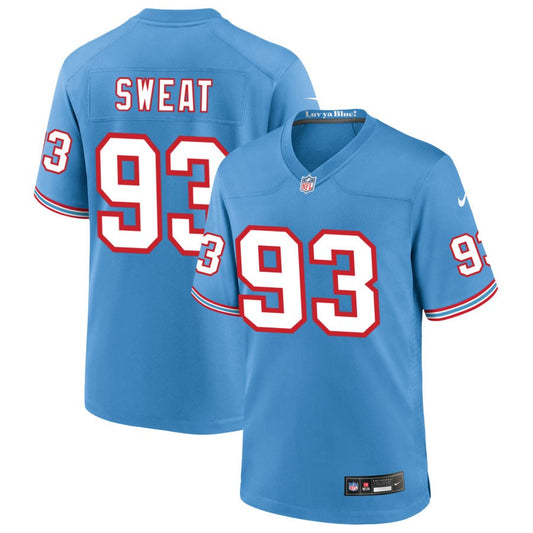 T'Vondre Sweat Tennessee Titans Nike Oilers Throwback Game Player Jersey - Light Blue