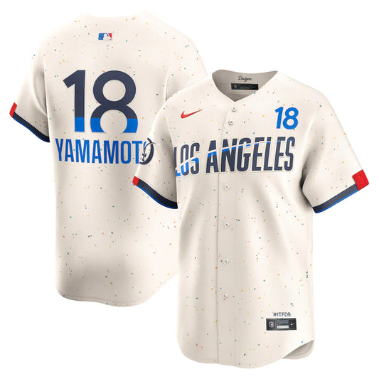 Yoshinobu Yamamoto Los Angeles Dodgers 2024 Nike City Connect Limited Player Jersey - Cream