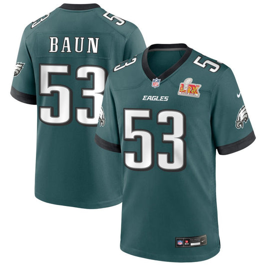 Zack Baun Philadelphia Eagles Nike Super Bowl LIX Game Player Jersey - Midnight Green